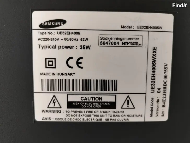 Säljes Samsung TV 32
