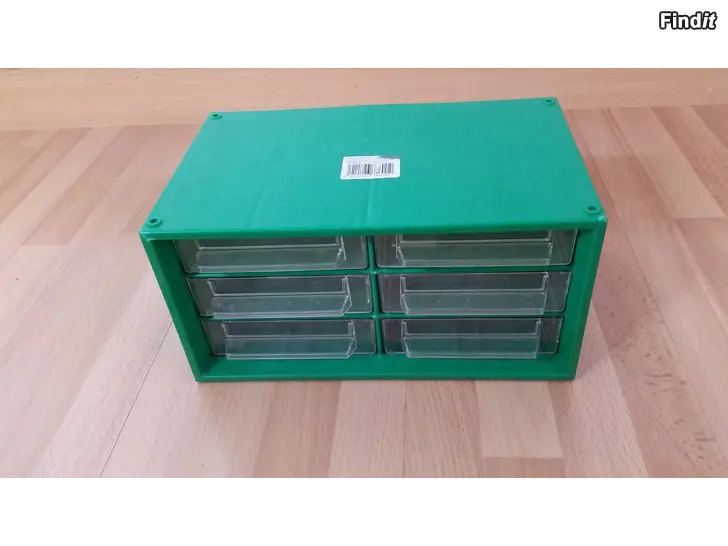 Myydään Lokerikko vihreä muovi 6 laatikkoa -5e