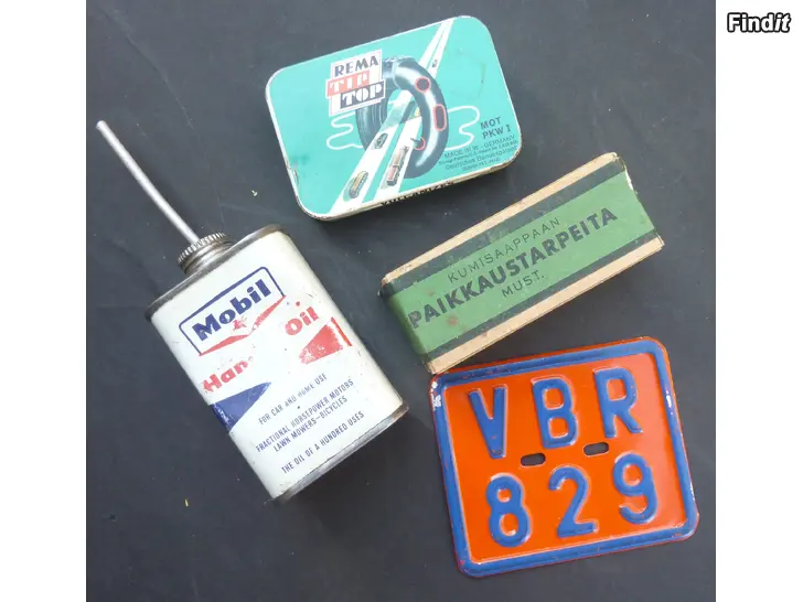 Myydään Mobil purkki ja paikkarasioita