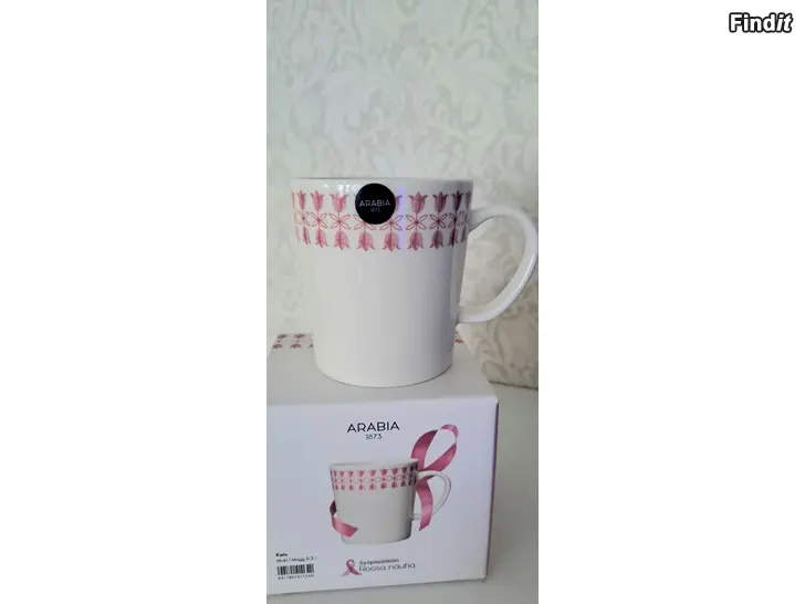 Säljes Arabia Kielo Mugg Roosa nauha / Pink Ribbon 0,3 L