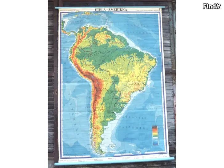 Myydään Wanha koulun kartta Etelä-Amerikka