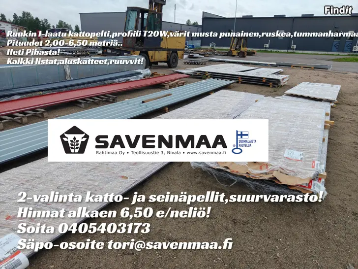 Myydään Kattopelti,kattopelti,seinäpeltiä Savenmaan suurvarastosta,Nivalasta