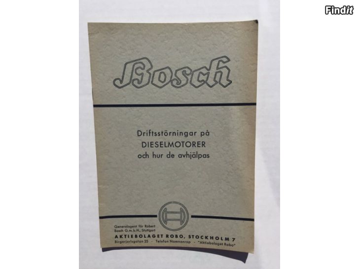 Säljes Bosch Driftstörningar på dieselmotorer och hur de avhjälpas år 1943