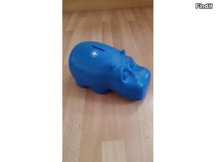 Myydään Henri Hippo virtahepo iso säästöpossu sininen 10e
