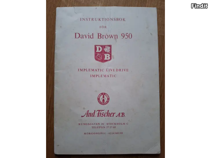 Säljes Instruktionsbok David Brown 950