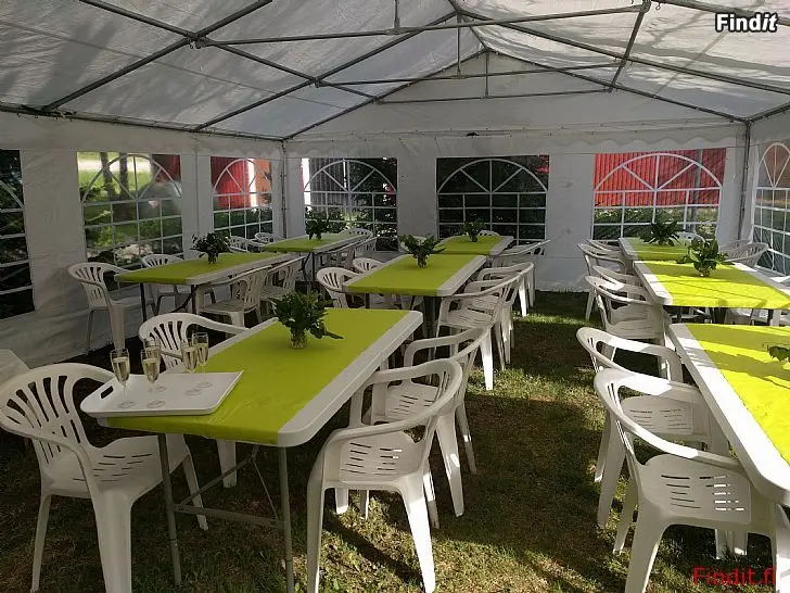 Uthyres Bord / stolar / kaffebryggare / termos / sopsäckställningar / tält