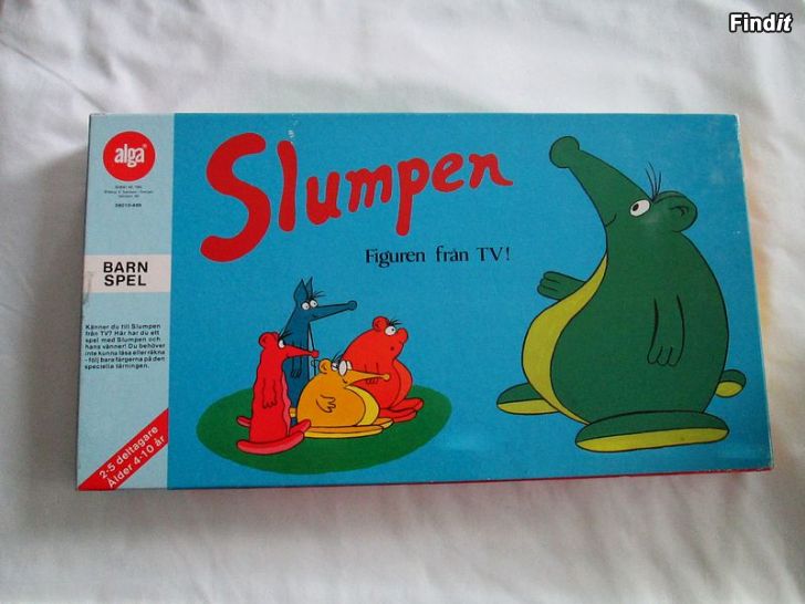 Myydään Lautapeli Slumpen Figuren från TV, 1985, Ruotsi, 80-luku, vintage, retro, nostalgia
