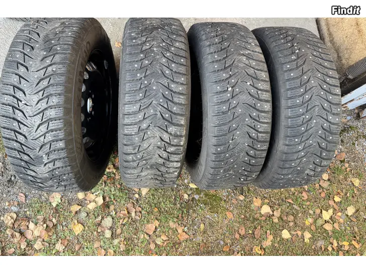 Myydään 195/65R15 Nastarenkaat peltivanteilla 5x112