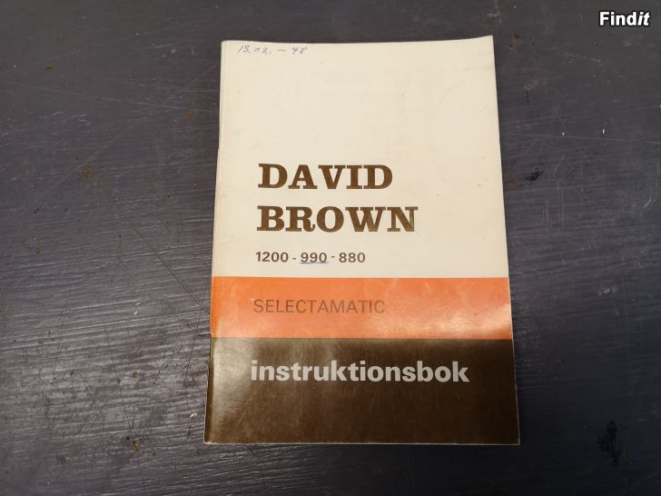 Myydään David Brown instruktionsbok