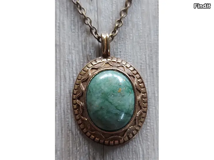 Myydään Kalevala koru 1639, vihreä graniitti, Vintage