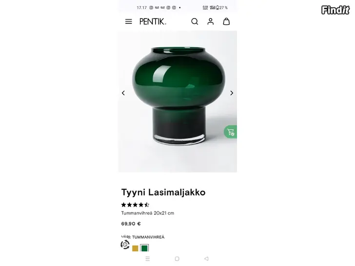Myydään Pentik Tyyni lasimaljakko Blomvas