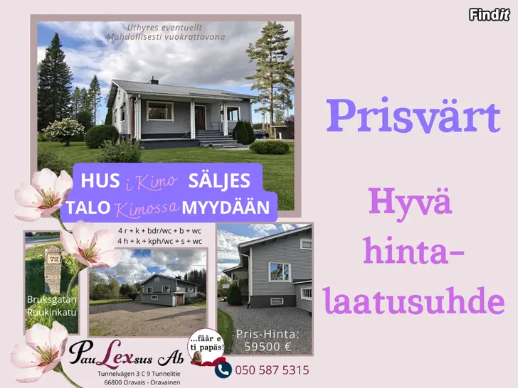 Säljes Prisvärt hus i Kimo säljes ev. uthyres