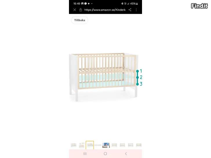 Säljes Spjälsäng / barnsäng kinderraft