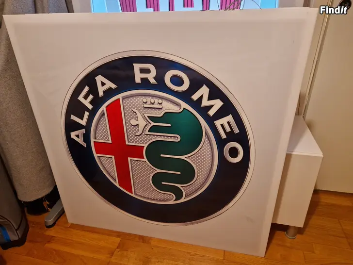 Myydään Alfa Romeo ljusskylt