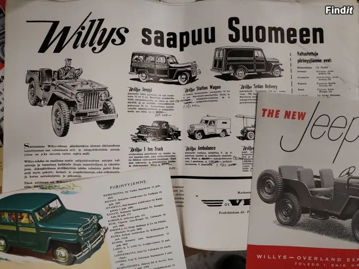 Myydään WILLYS autojen myyntiesitteitä ym