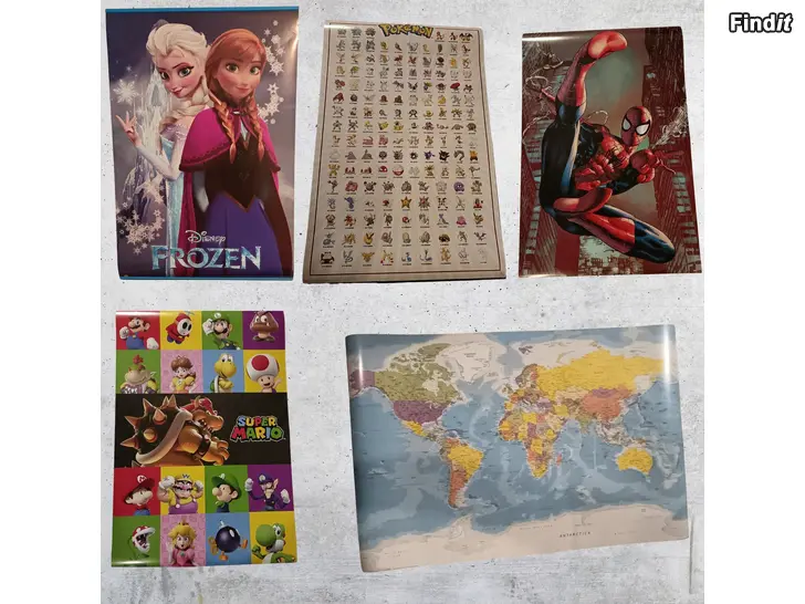 Säljes Officiellt licenserade jätteposters för barn Frozen, Pokemon, Super Mario, karta