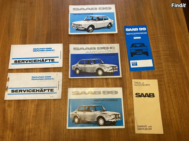 Säljes Saab 99 årmodell 1969,1970 Instruktionsbok + Servicekort