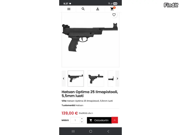 Myydään Hatsan 4.5mm ilmapistooli