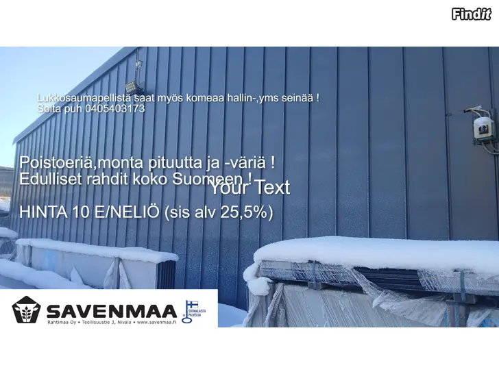 Säljes Seinäpelti,lukkosaumapelti,kattopelti,toimitukset koko Suomeen