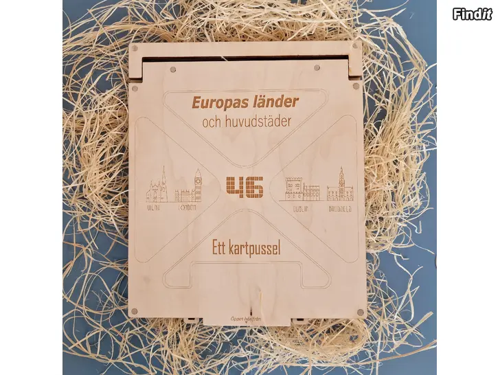 Säljes Trä-pussel över  Europa med länder och huvudstäder