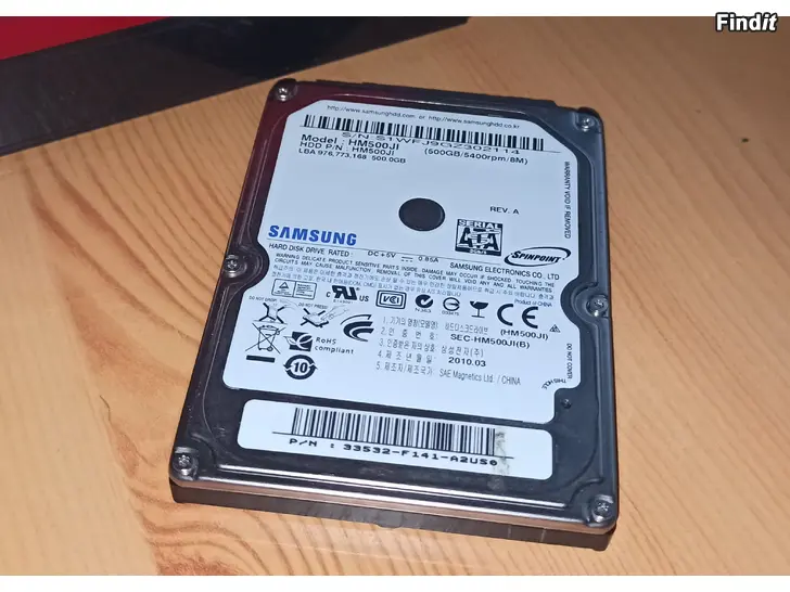Myydään Samsung 500GB SATA 2.5 HDD