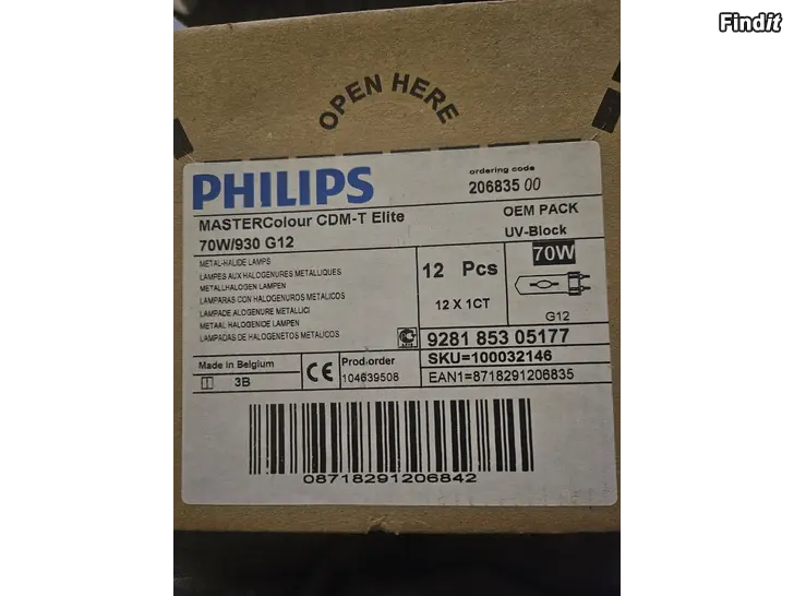 Myydään PHILIPSIN LAMPPUJA 70w