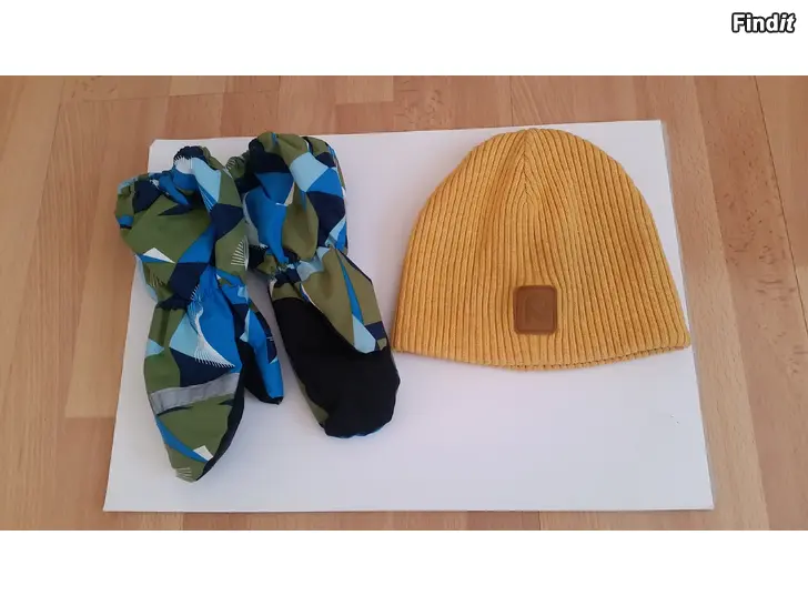 Myydään Reima keltainen neulepipo 52-54  ja Jonathan välikausirukkaset koko 4