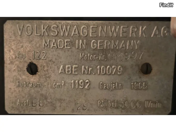 Säljes VW 1200 motor 1965