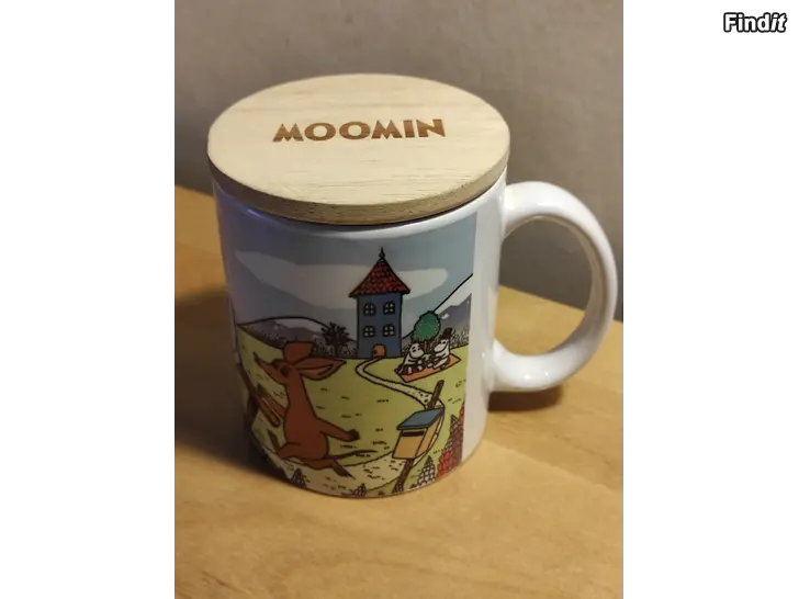 Myydään Muumimuki Moomin puukannella. Uusi