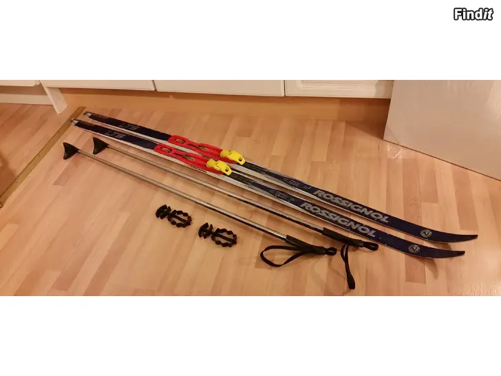 Säljes Sukset Rossignol 160cm ja sauvat Fischer 110cm -30e
