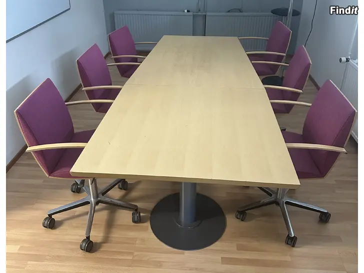 Myydään Neuvotteluhuoneen pöytä + 6 tuolia