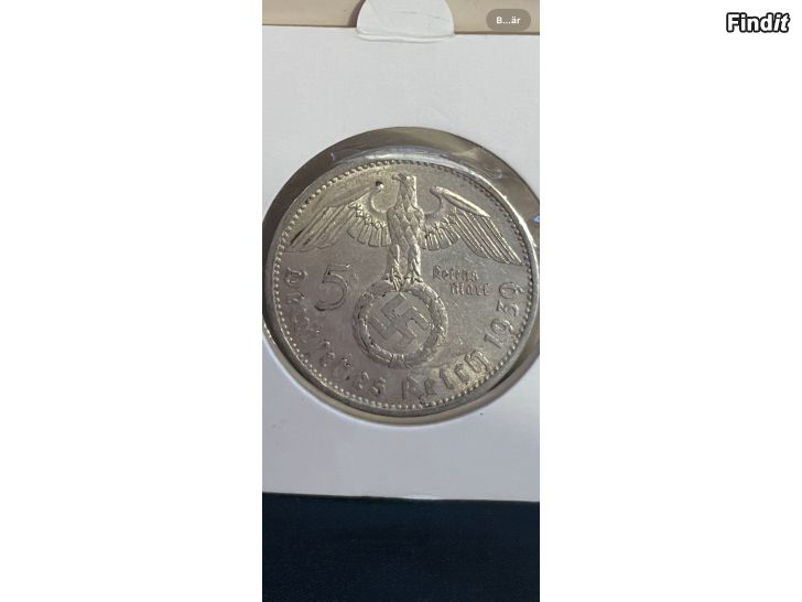 Säljes 5 reichsmark 1939 i Silver