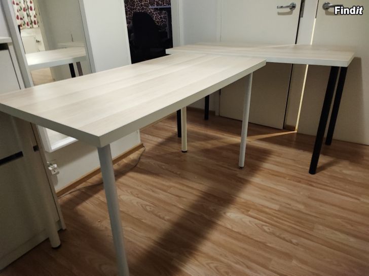 Myydään 2x Ikea Linnmon 120x60 työpöytiä