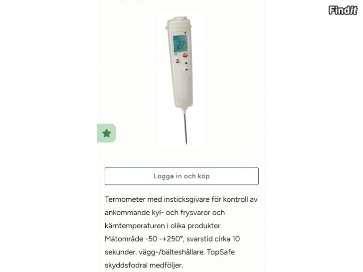 Säljes Livsmedelstermometer