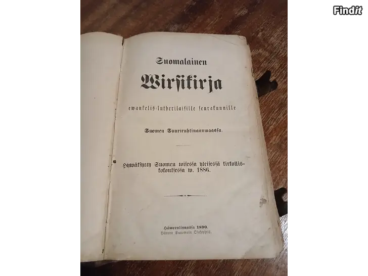 Myydään Virsikirja v.1886