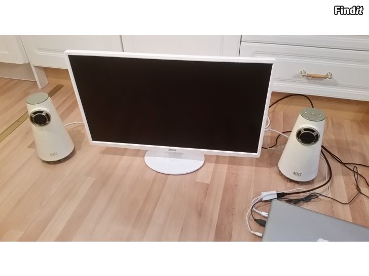 Myydään ACER 27 tum näyttö S271HL valkoinen ja ALTEC LANSING kaiuttimet