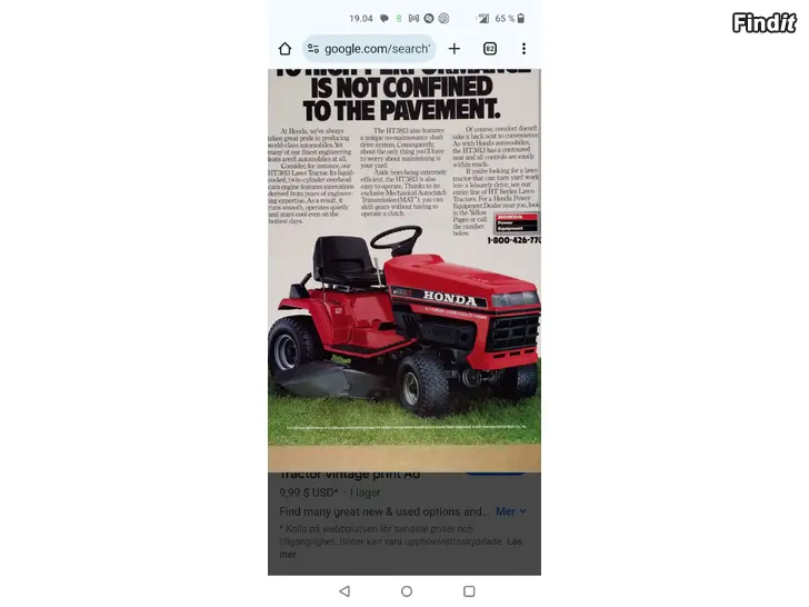 Myydään Honda HT3813 traktor
