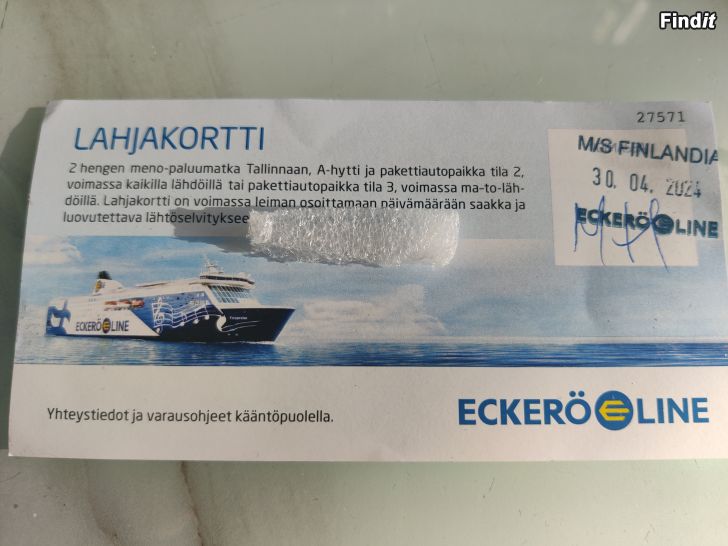 Myydään Eckerö Line lahjakortti