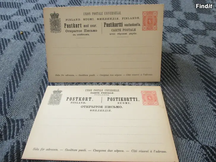 Myydään 1890 EHIÖKORTIT, toinen vastausosineen