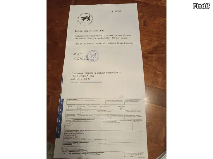 Säljes Hyvä Tunturi rekisterissä