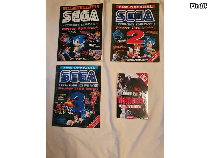 Myydään Sega MD Power Tips Book 1,2,3 ja RE3 compl.solution book