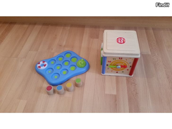 Myydään Playtime Frog Musical Toy ja puinen motoriikkalaatikko