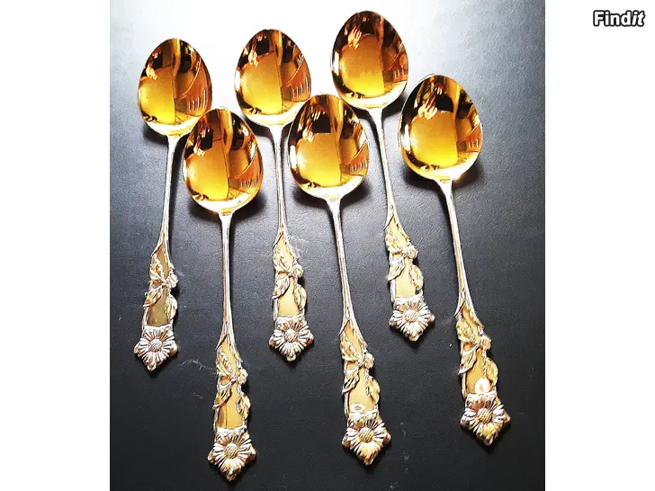 Myydään Elokuun Ruiskaunokki Jälkiruokalusikat 6kpl Alpakka