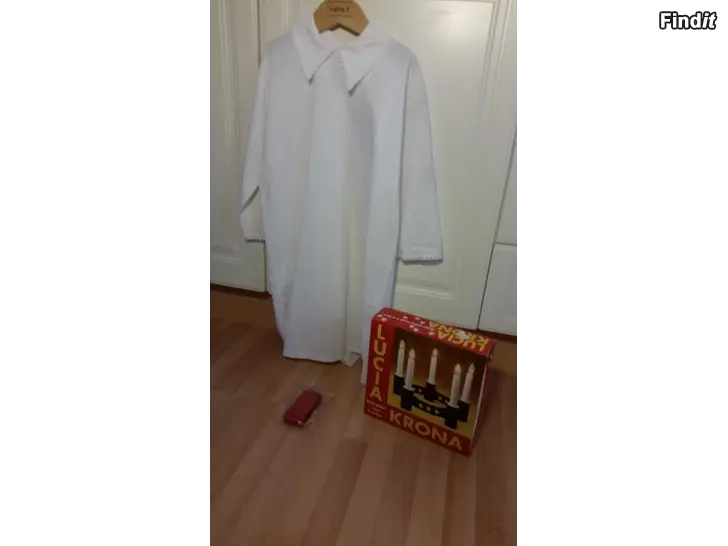 Myydään Luciamekko ja  Luciakruunu