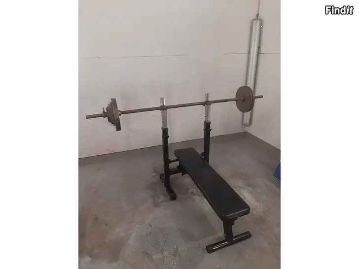 Myydään Bänkpress + stång och vikter