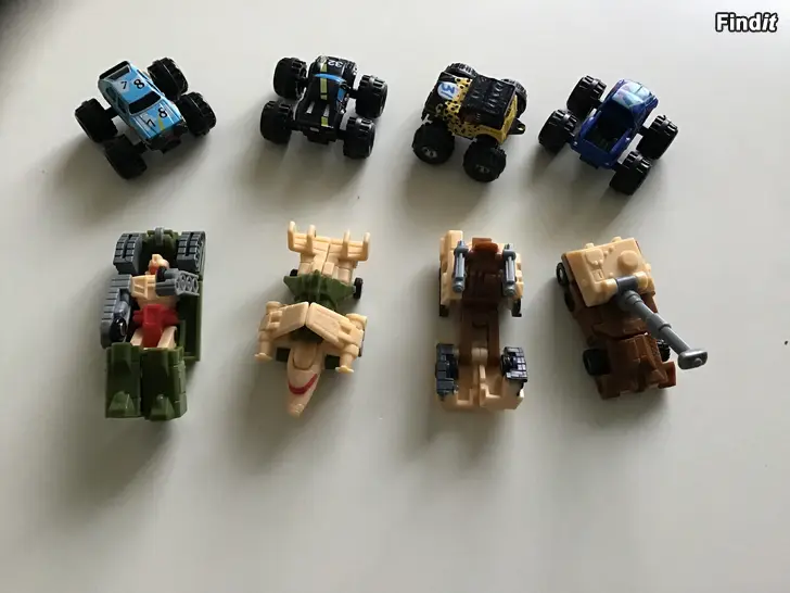 Säljes 4 st små snabba bilar, 4 st transformer grejer
