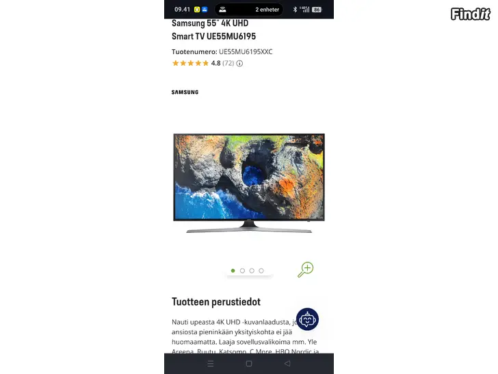 Myydään Samsung 55 4K UHD Smart TV UE55MU6195