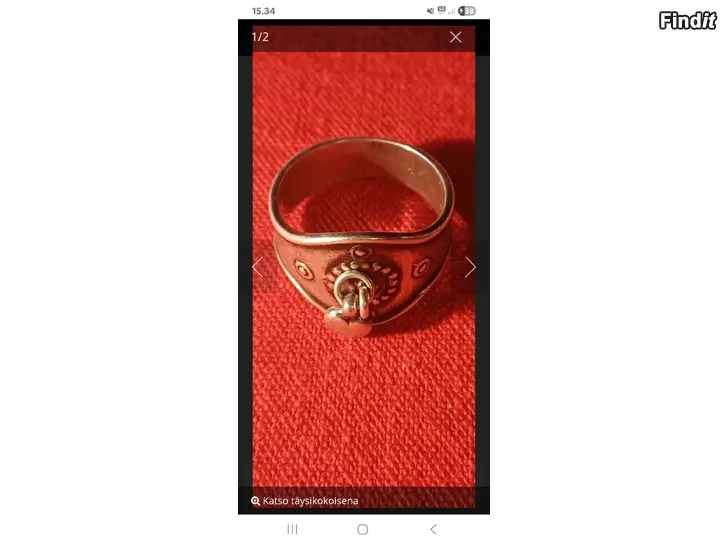 Myydään Kalevala hopea sormus