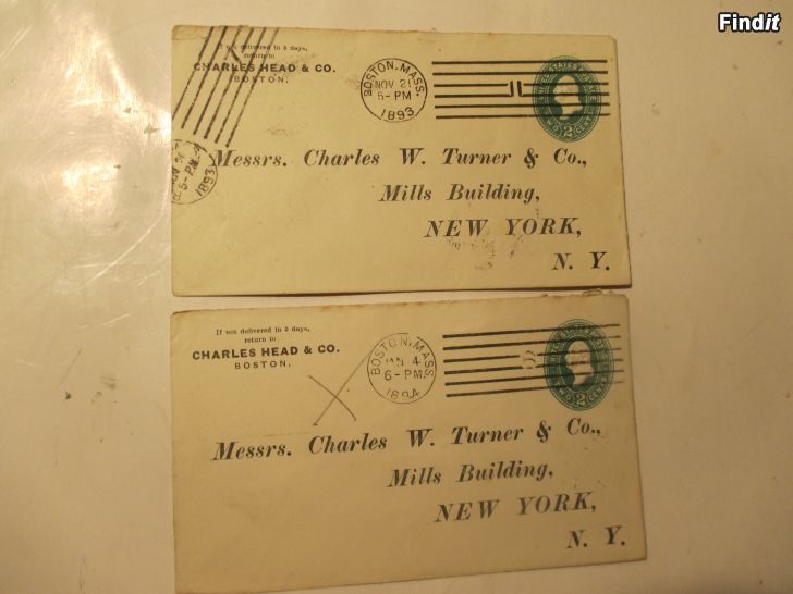 Myydään 1893-4, BOSTON - NEW YORK ehiökuoret