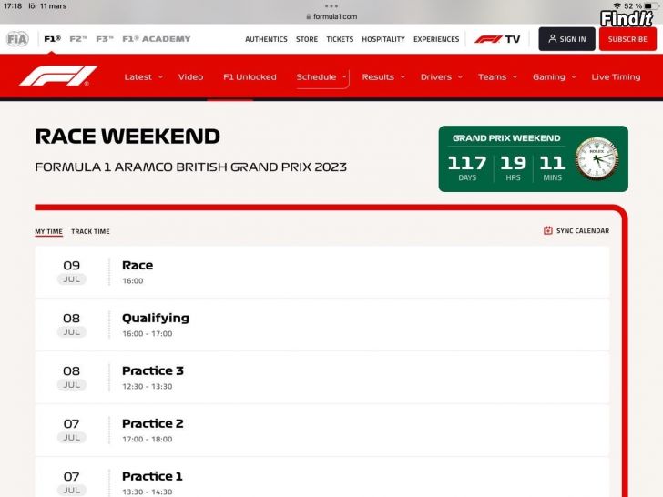 Säljes British Grand Prix 7-9 juli